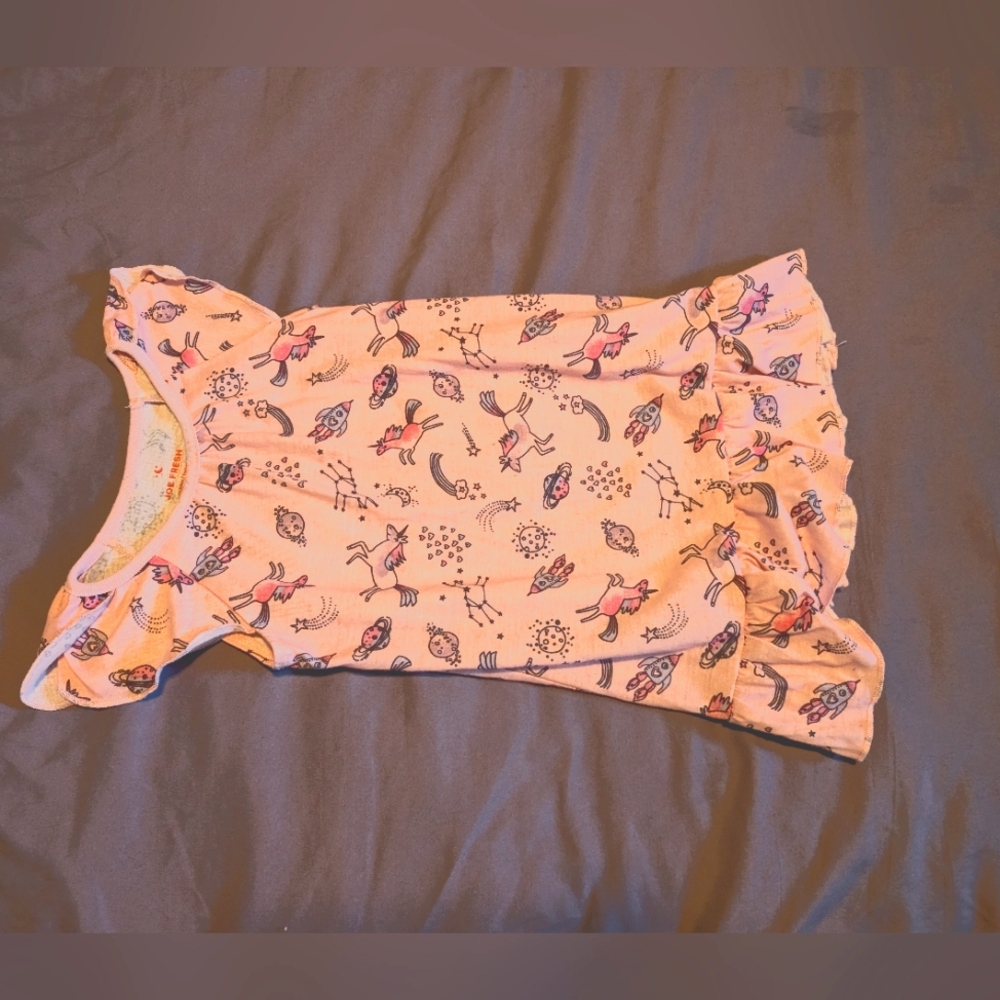 Light pink unicorn flutter sleeve nightgown